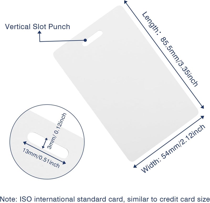 CAETOUNG 20 Pack Premium Blank PVC Cards with Slot Punch on Short Side - Vertical Slot Punch Blank ID Cards- CR80 30 Mil Graphic Quality White Plastic Cards for Photo ID Badge Printers - Image 2